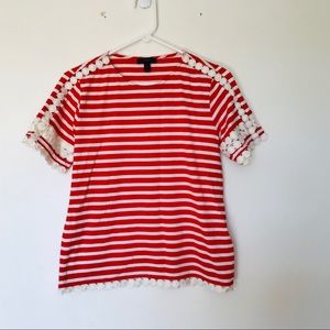 J Crew 100% cotton red and white striped t-shirt
